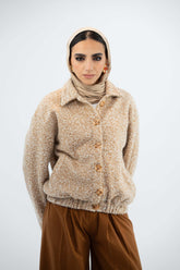 Textured Wool Button-Up Jacket