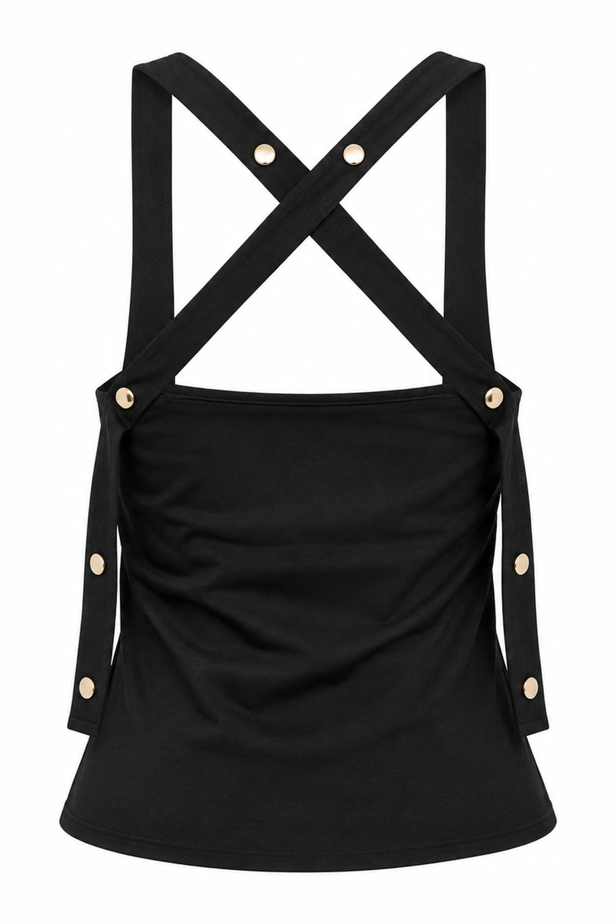 Midnight black strap top — wujud