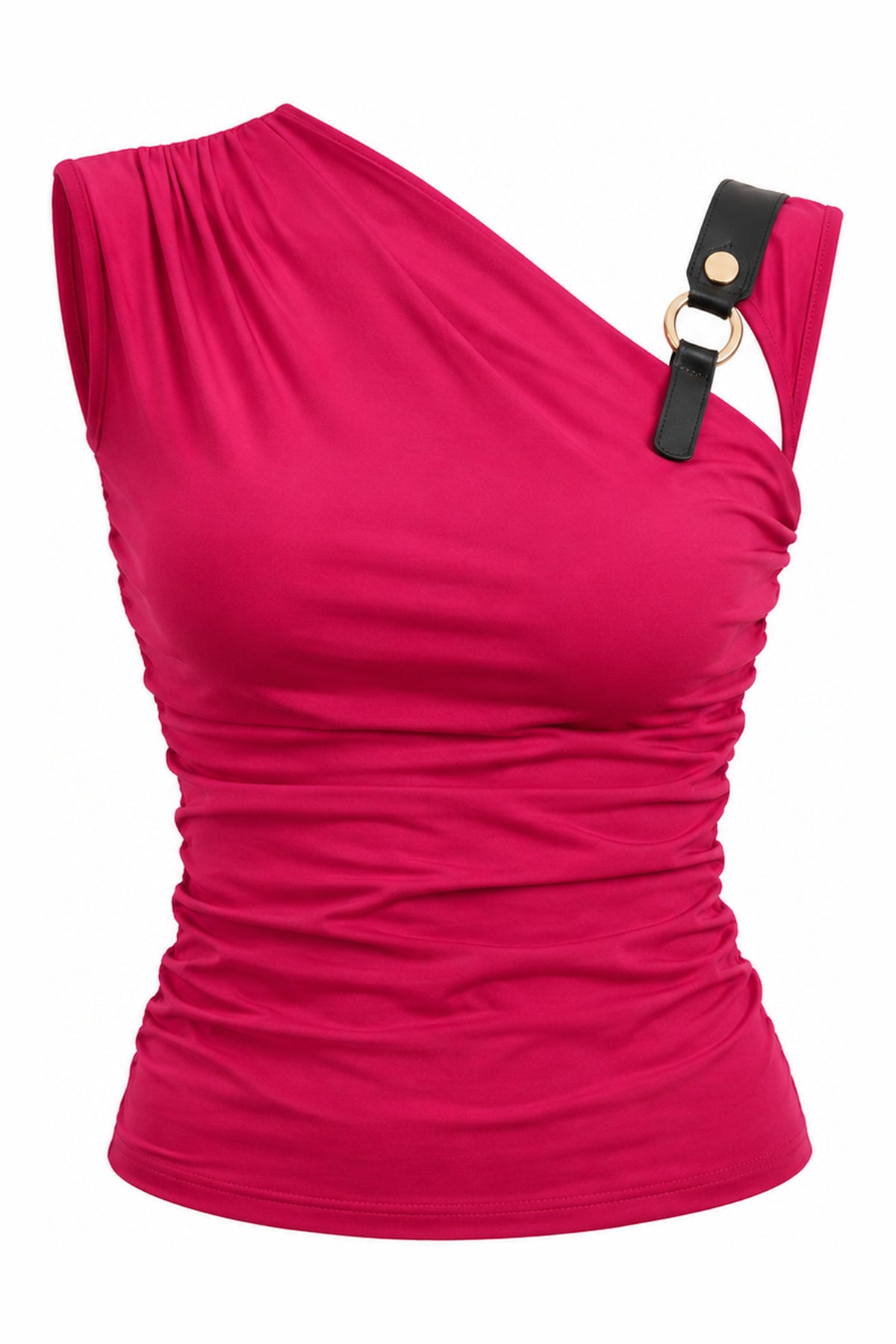 Red statement buckle top — wujud