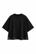Load image into Gallery viewer, Ring Detail Oversized Top - Black — Wujud
