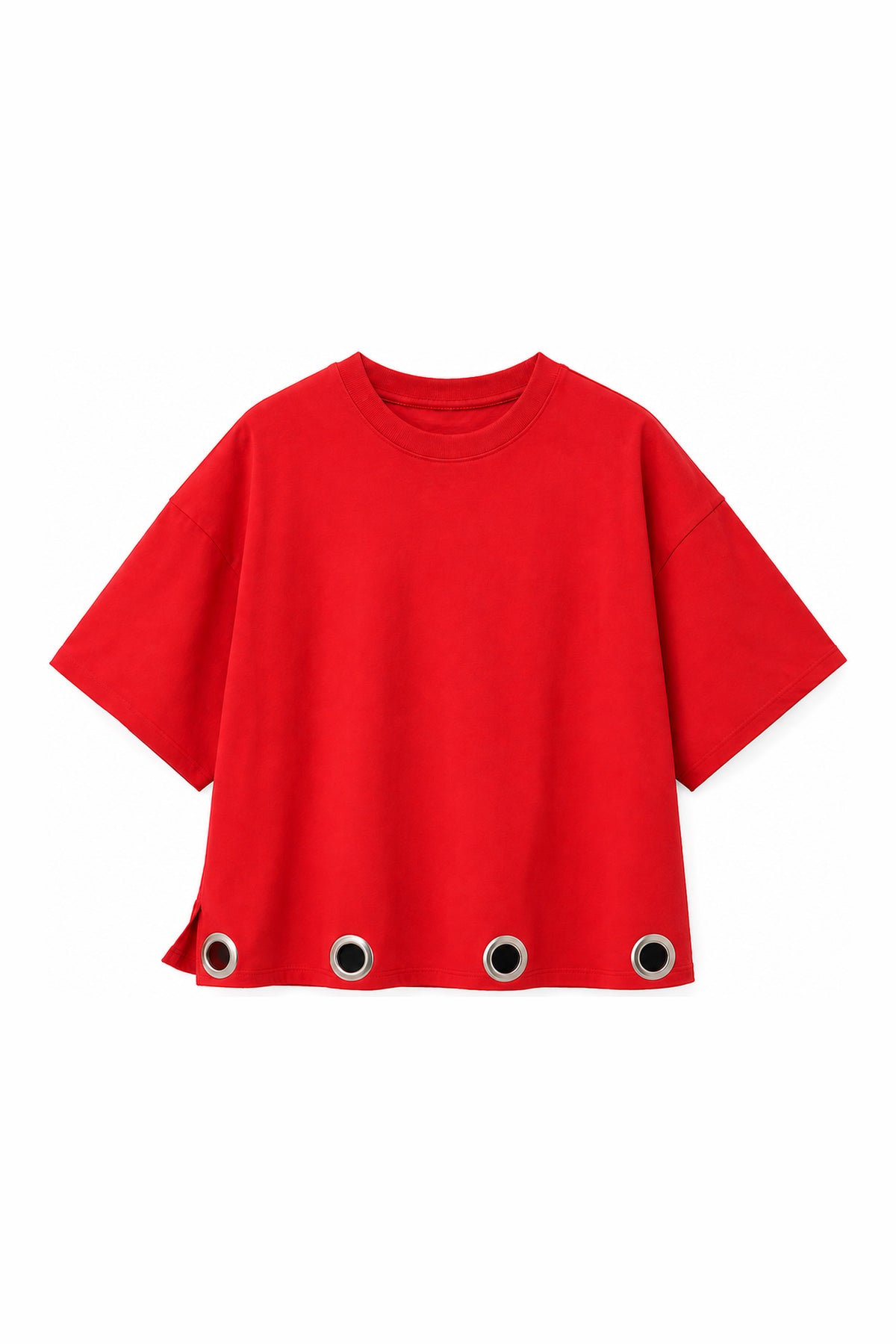 Ring detail oversized top – red — wujud