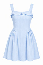 Load image into Gallery viewer, Ruched Mini Summer Dress in Baby Blue — Wujud
