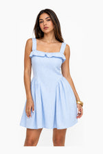 Load image into Gallery viewer, Ruched Mini Summer Dress in Baby Blue — Wujud

