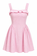 Load image into Gallery viewer, Ruched Mini Summer Dress in Baby Pink — Wujud
