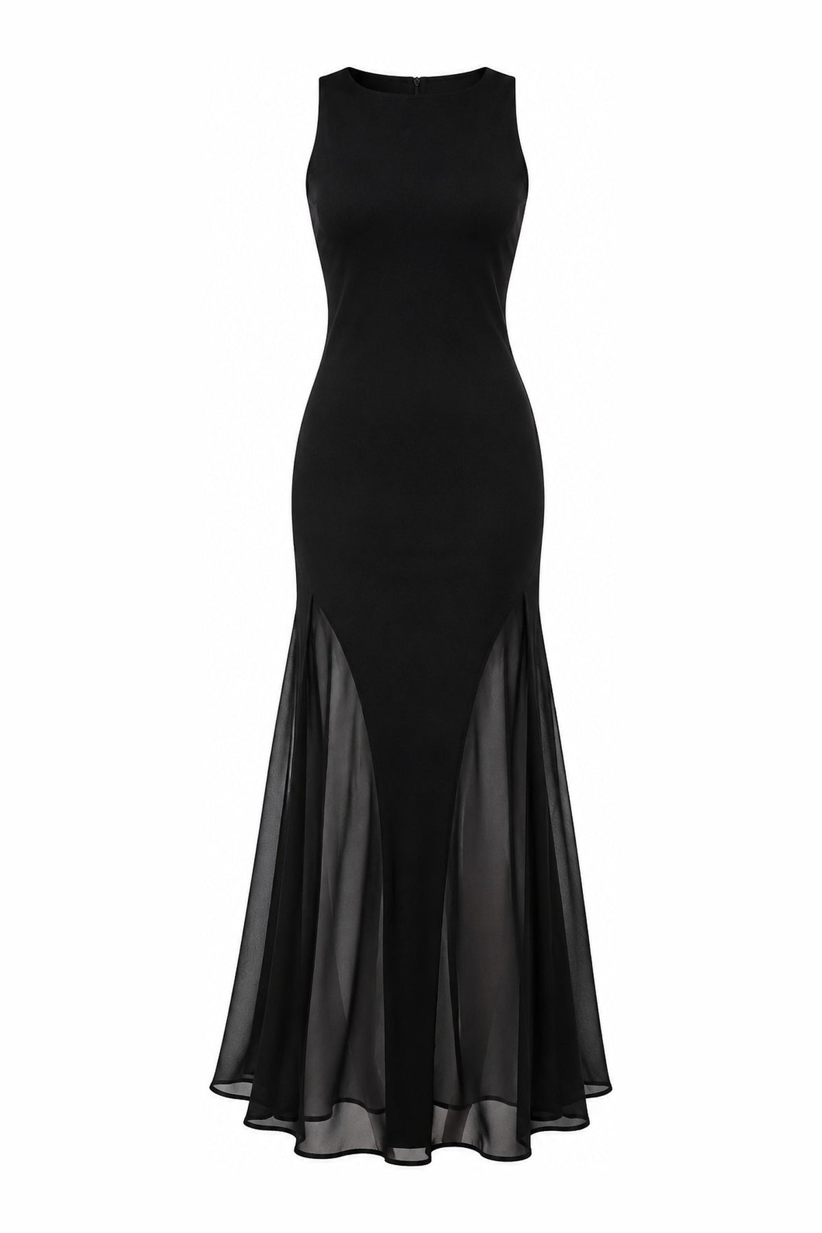 Sculpted minimal maxi dress in black — wujud