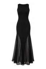 Load image into Gallery viewer, Sculpted Minimal Maxi Dress in Black — Wujud
