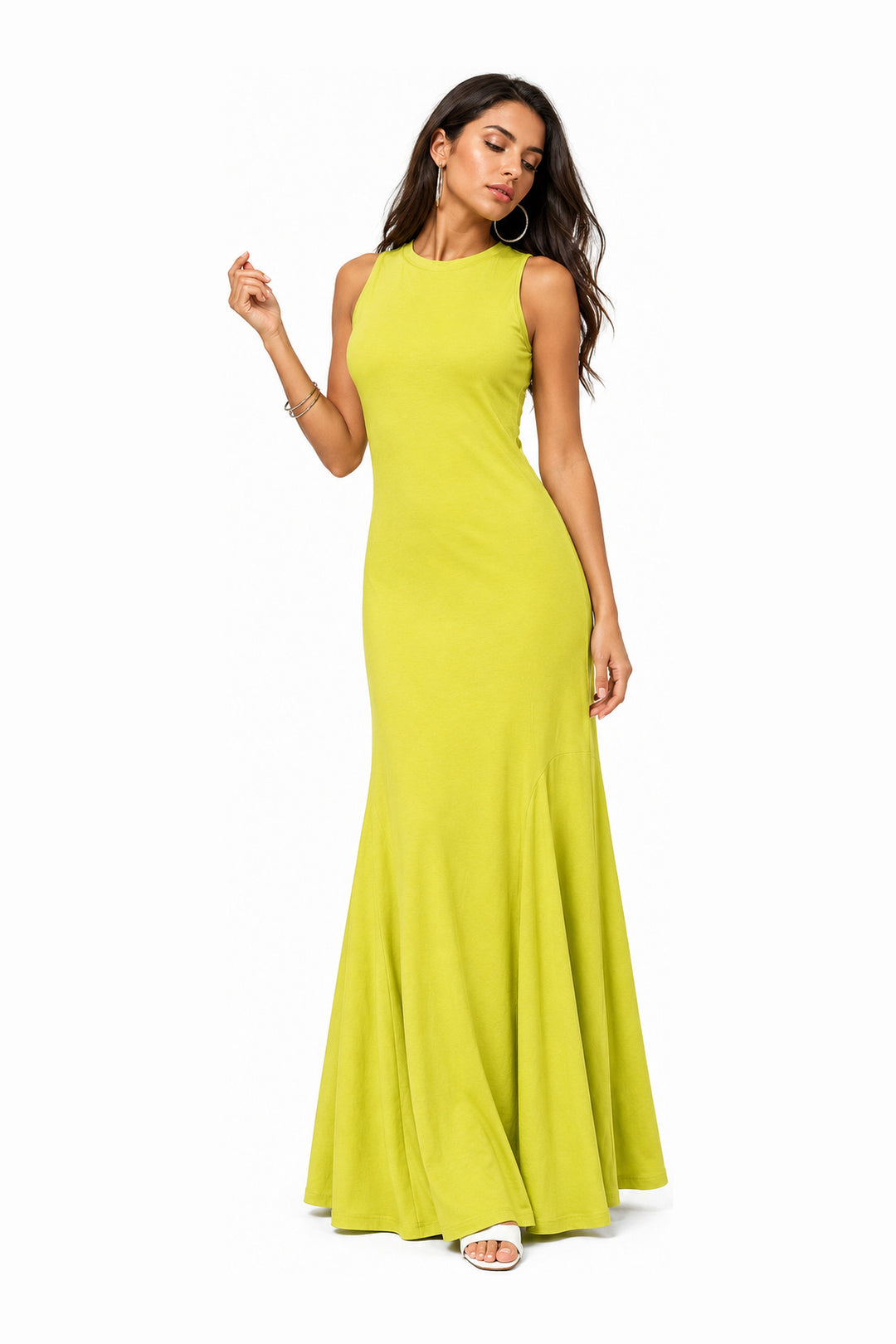 Sculpted Minimal Maxi Dress in Lemon — Wujud