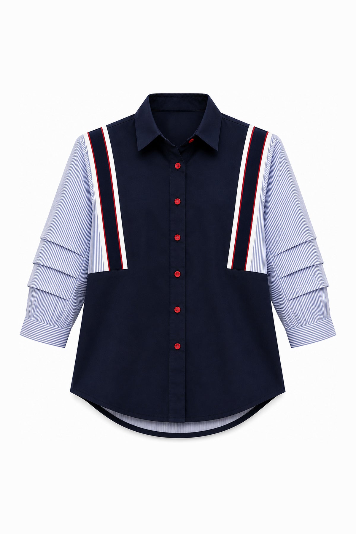 Statement contrast shirt   navy — wujud