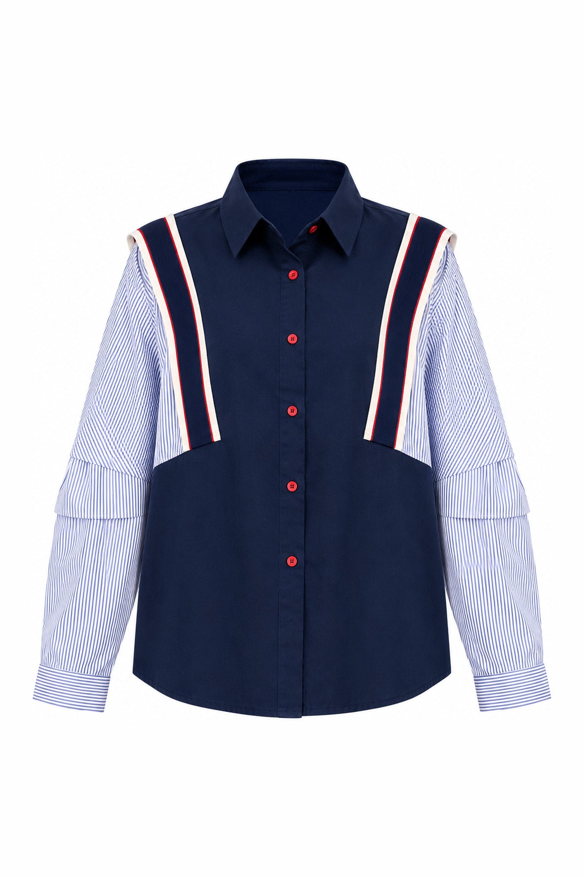 Statement contrast shirt   navy — wujud