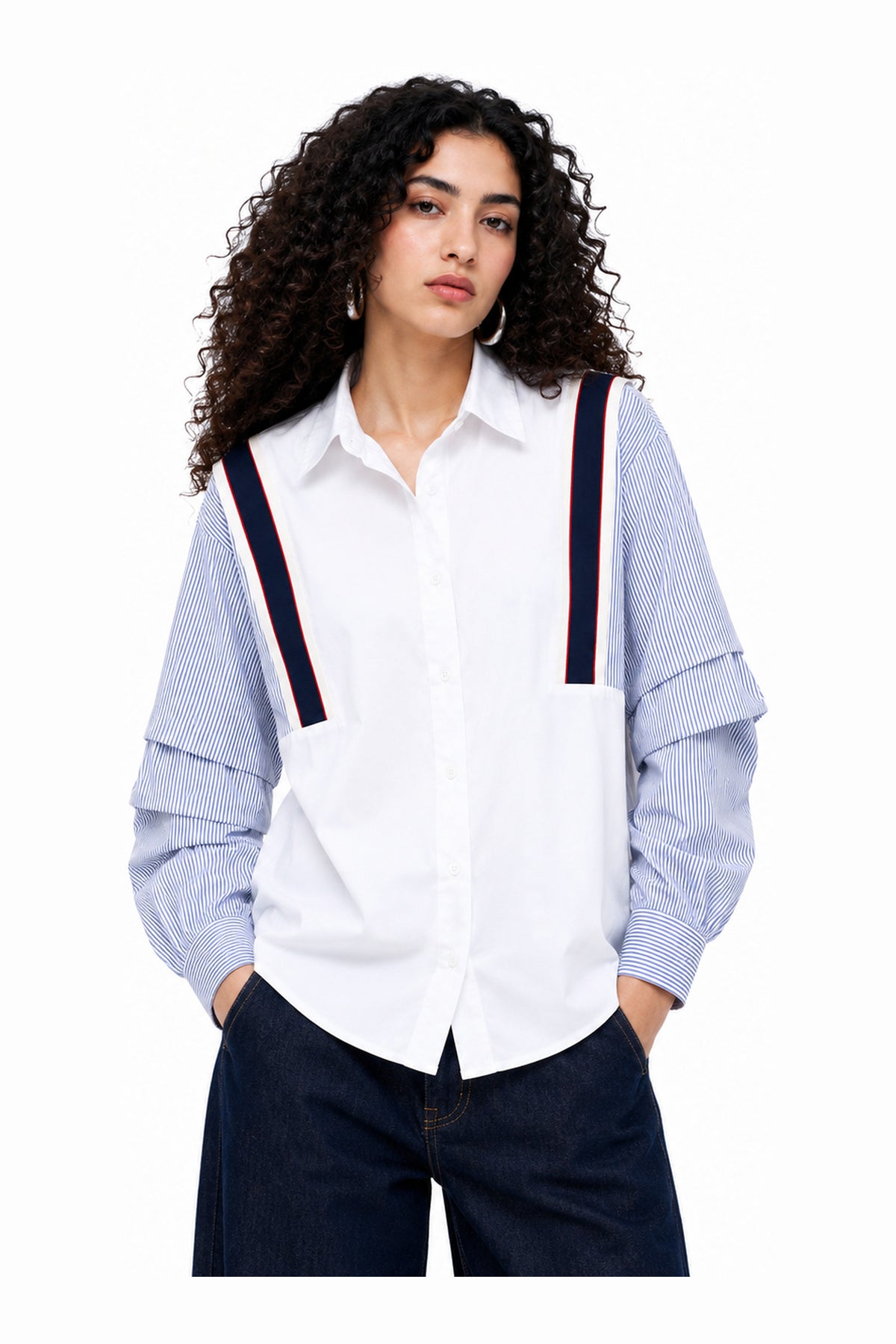 Statement contrast shirt   white — wujud