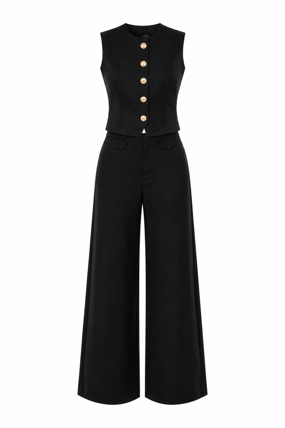Tailored Buttoned Co-Ord Set in Black — Wujud