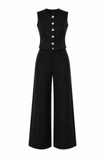 Load image into Gallery viewer, Tailored Buttoned Co-Ord Set in Black — Wujud
