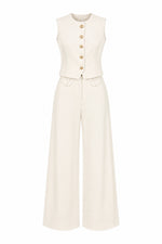 Load image into Gallery viewer, Tailored Buttoned Co-Ord Set in Off-white — Wujud
