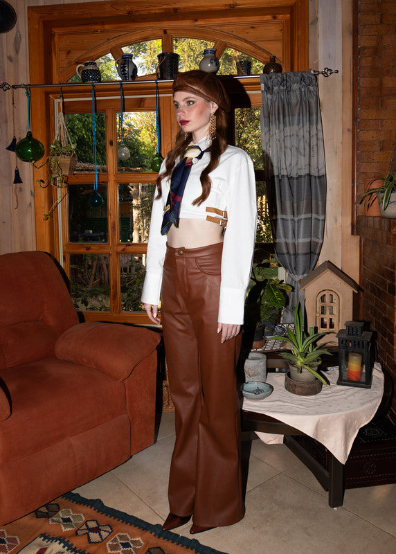 Leather pant   brown   image