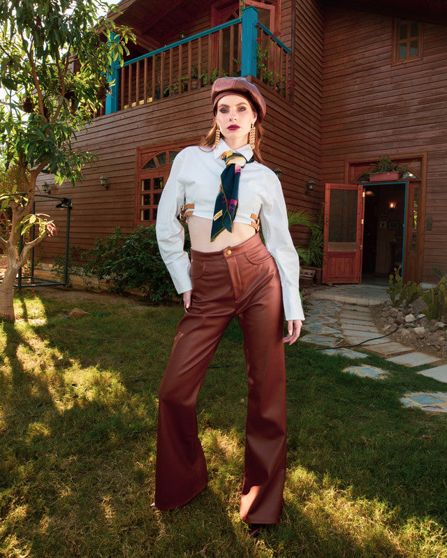 Leather pant   brown   image