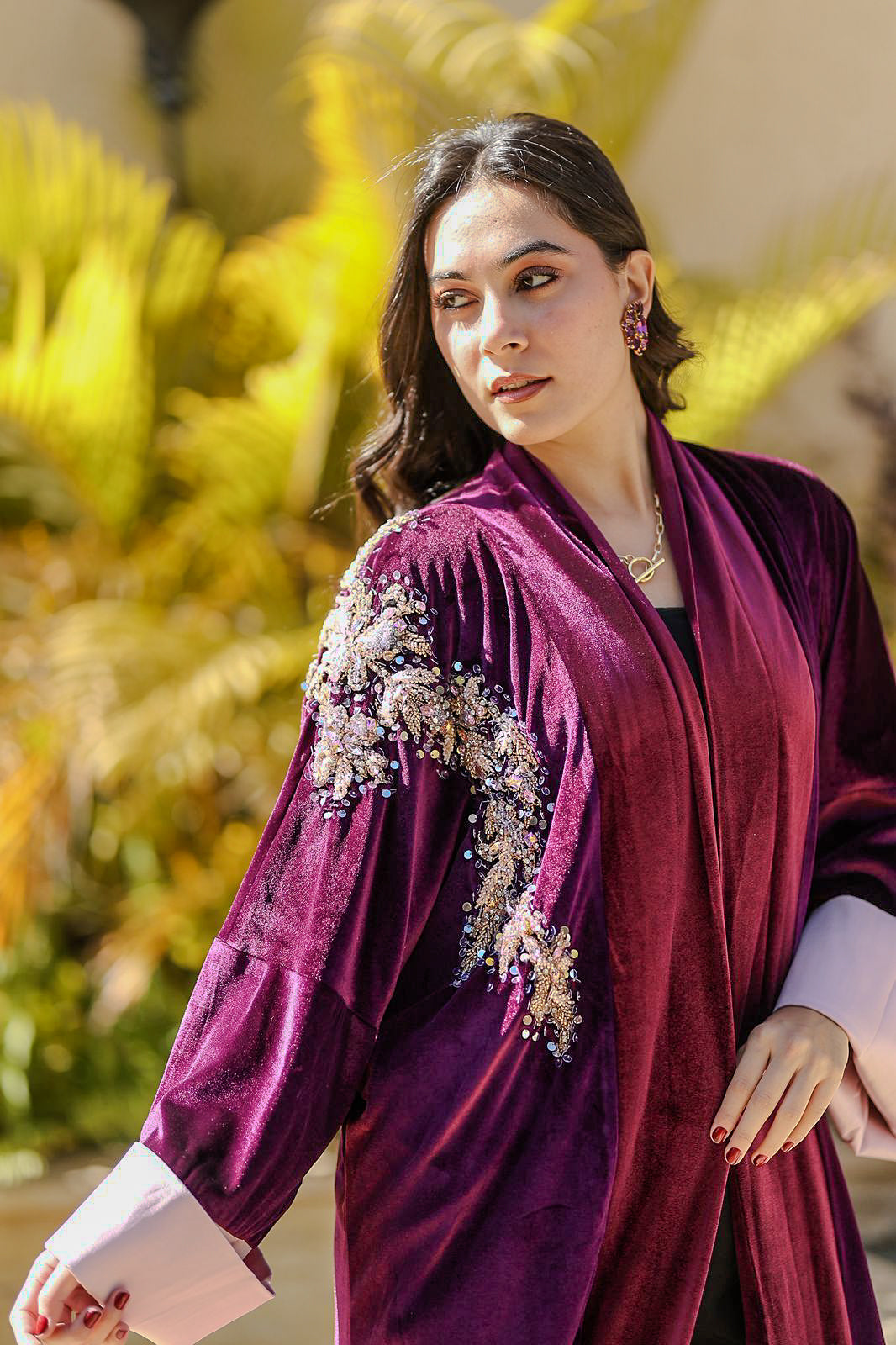 Burgundy Peacock Qaftan