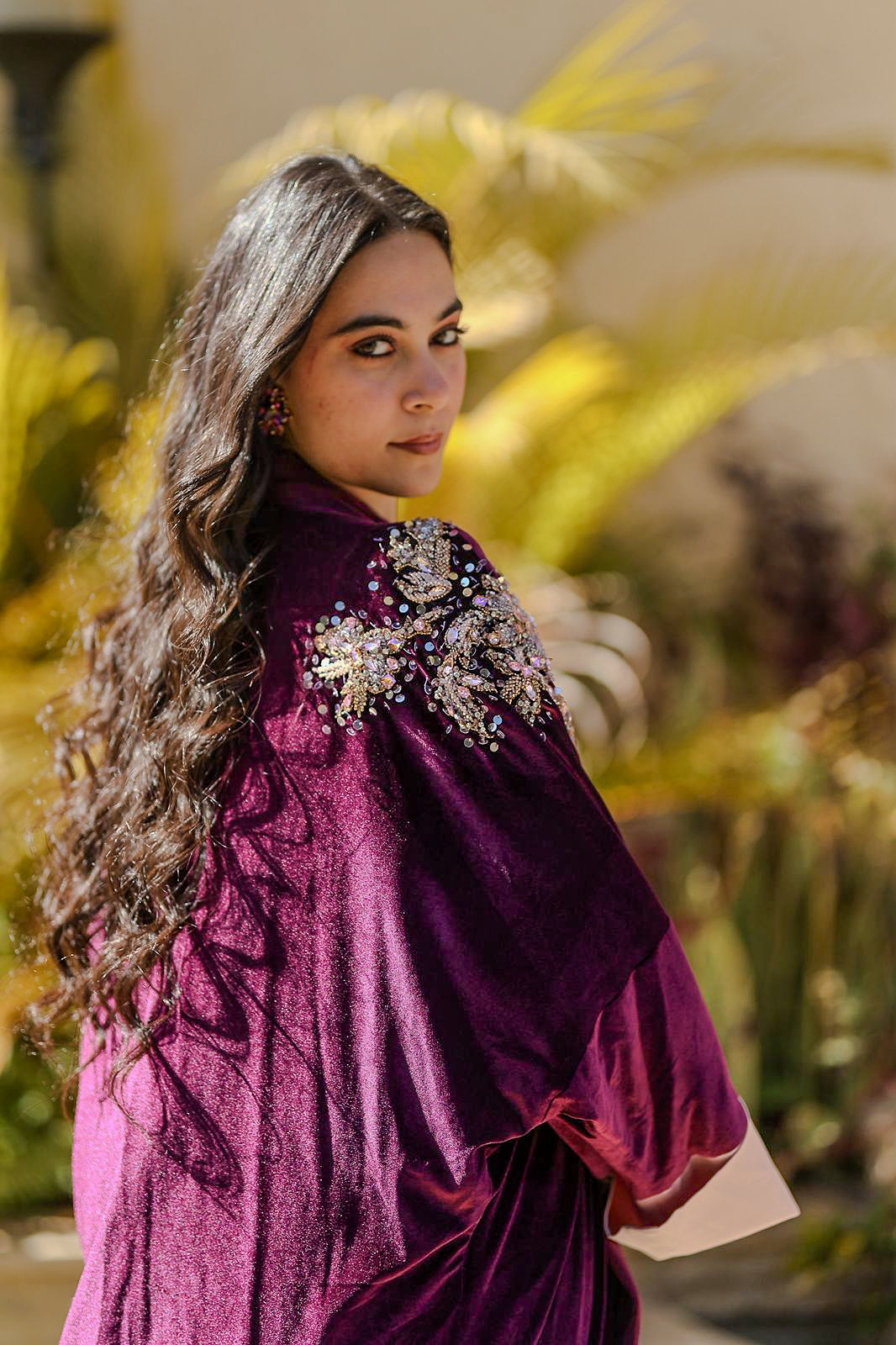 Burgundy peacock qaftan