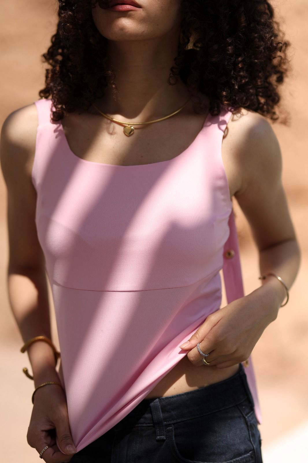 Blush Pink Strap Top — view 3 — Wujud