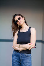Load image into Gallery viewer, Midnight Black Strap Top — view 6 — Wujud
