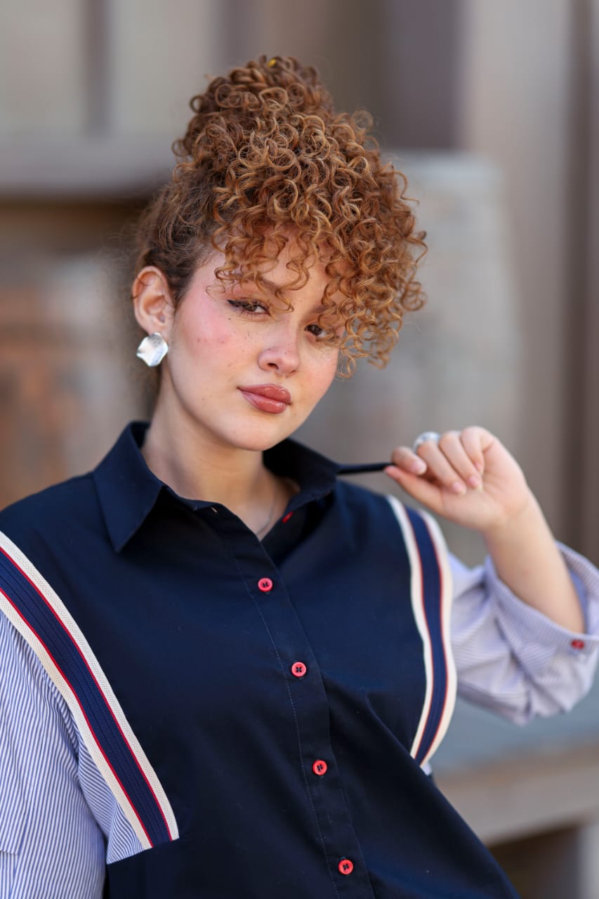 Statement contrast shirt   navy