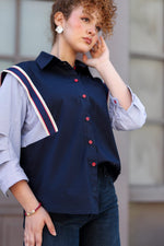 Load image into Gallery viewer, Statement Contrast Shirt - Navy
