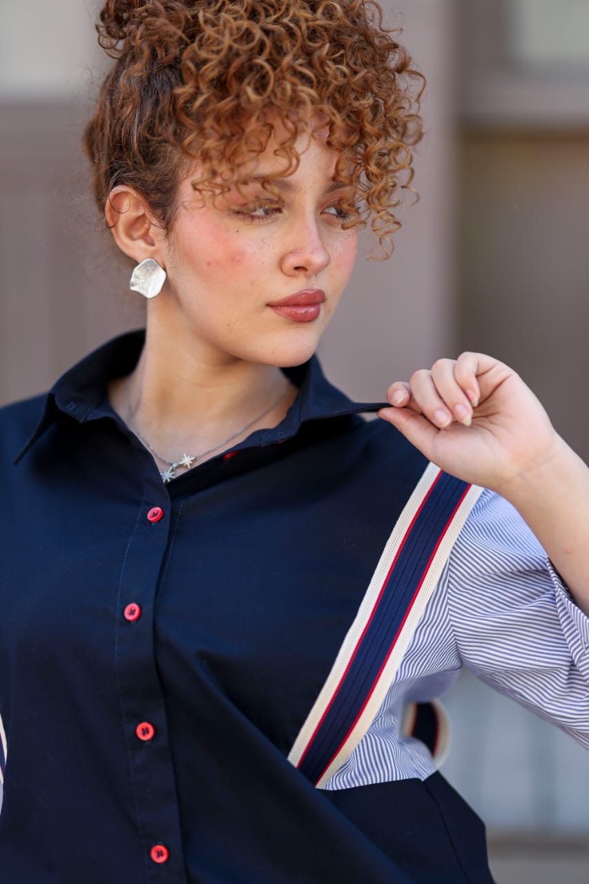 Statement Contrast Shirt - Navy