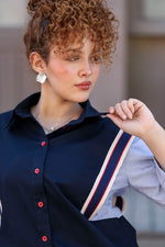 Load image into Gallery viewer, Statement Contrast Shirt - Navy
