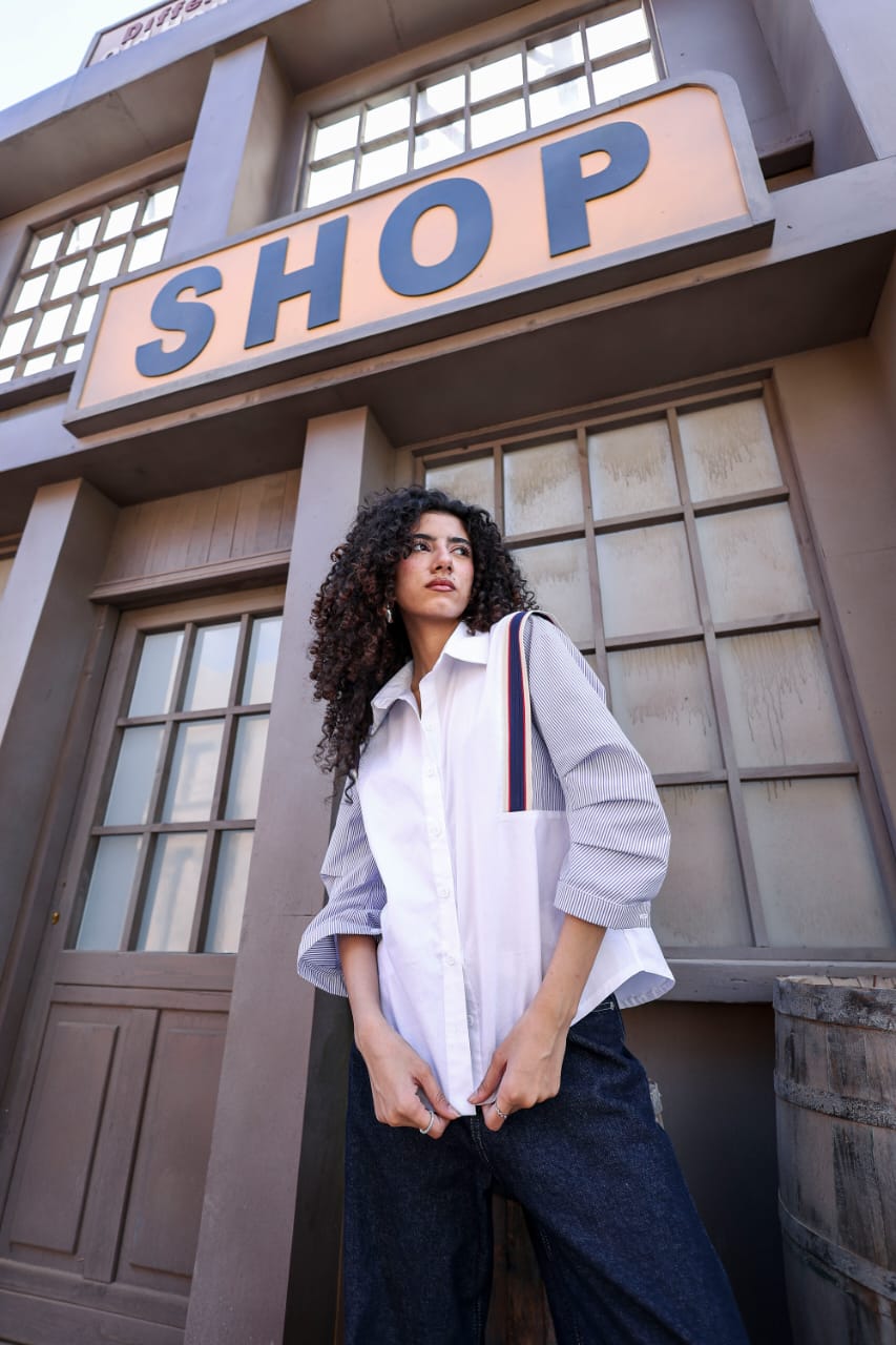 Statement contrast shirt   white