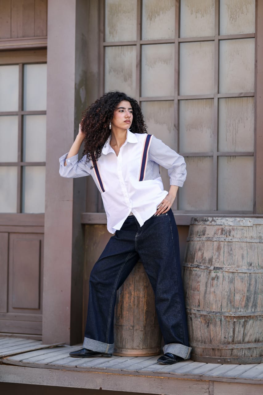 Statement Contrast Shirt - White