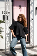 Load image into Gallery viewer, Ring Detail Oversized Top - Black
