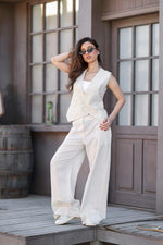 Load image into Gallery viewer, Tailored Linen Set – Beige x Yellow — Wujud
