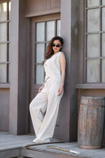 Load image into Gallery viewer, Tailored Linen Set – Beige x Yellow — view 2 — Wujud
