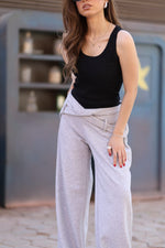Load image into Gallery viewer, Wrap Waist Wide-Leg Pants – Gray
