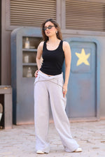 Load image into Gallery viewer, Wrap Waist Wide-Leg Pants – Gray
