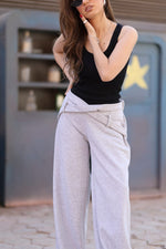 Load image into Gallery viewer, Wrap Waist Wide-Leg Pants – Gray
