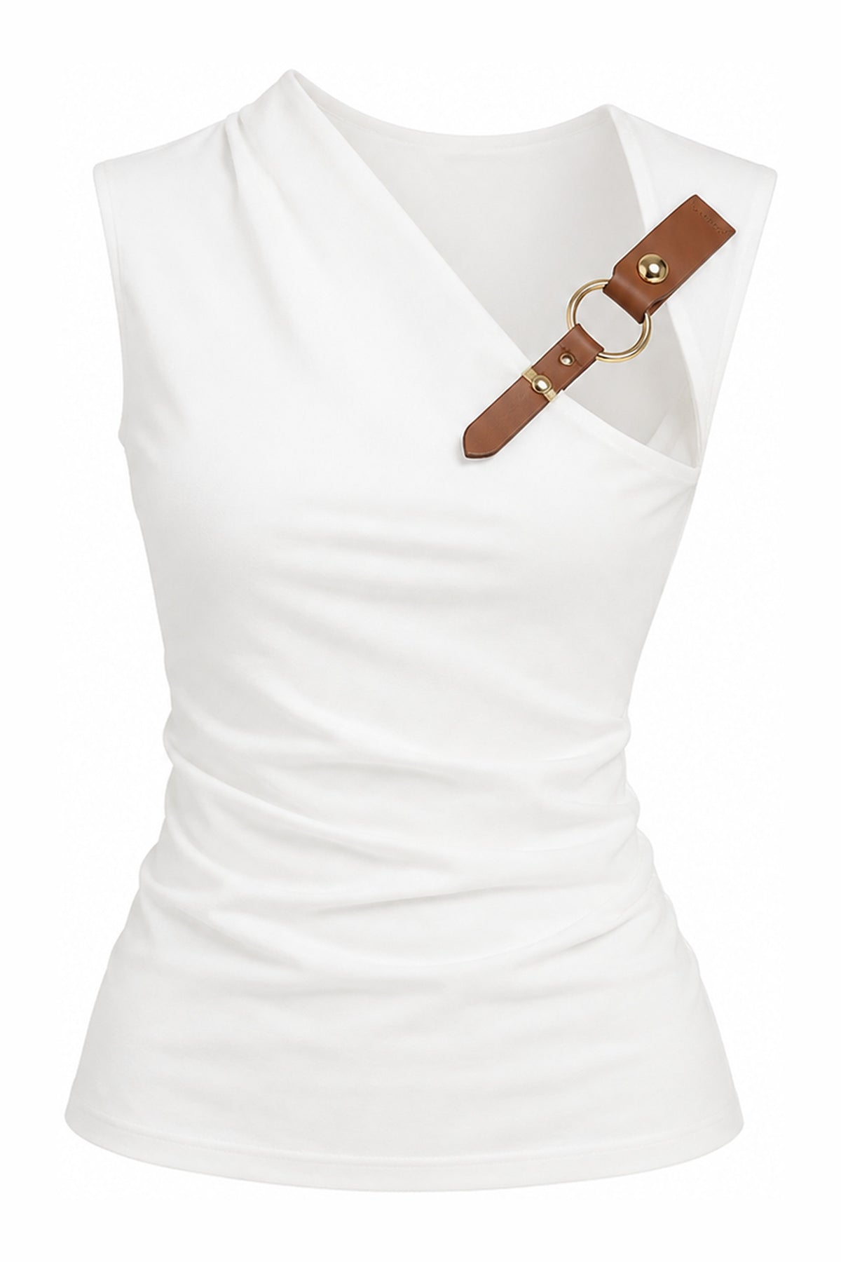 White statement buckle top — wujud