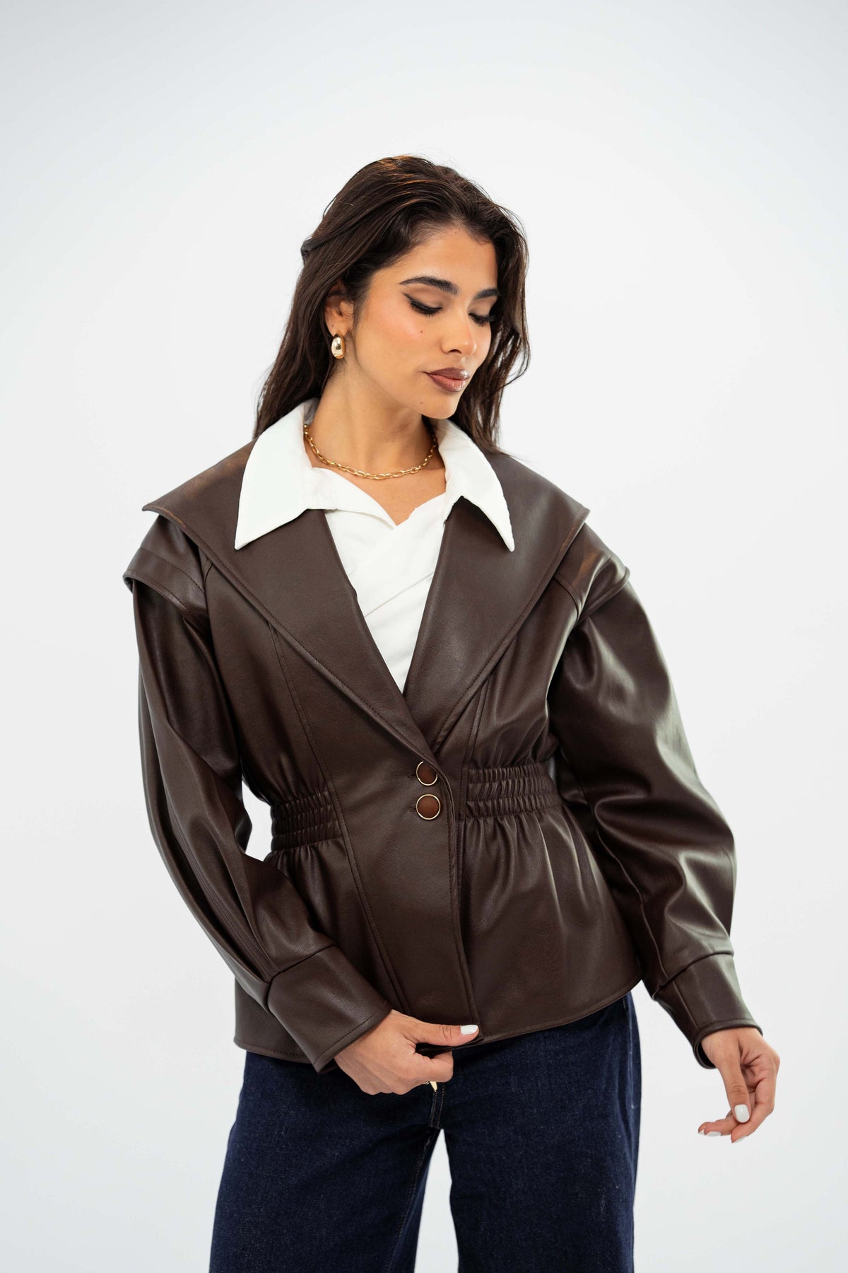 Chocolate brown leather jacket