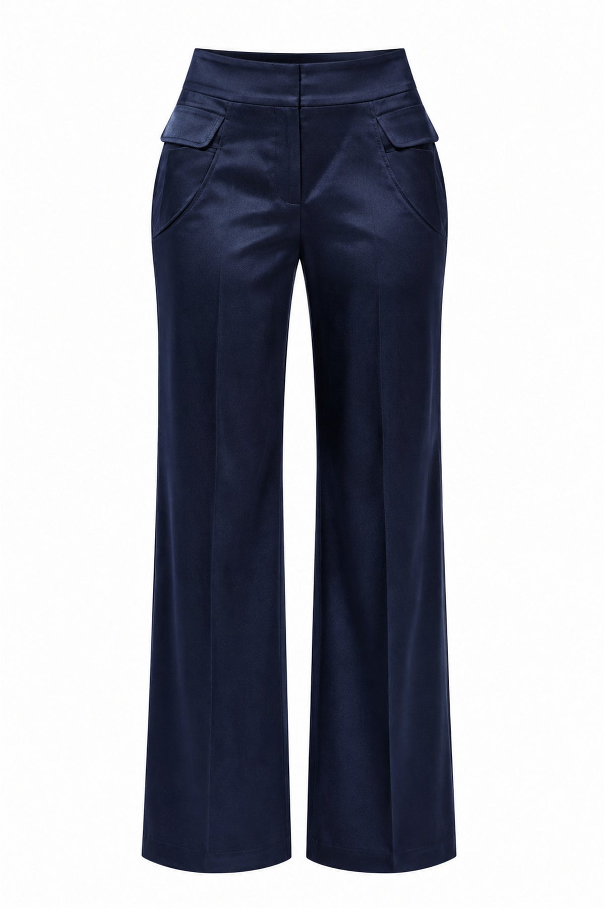 Vlinder high waist wide leg trousers in navy — wujud