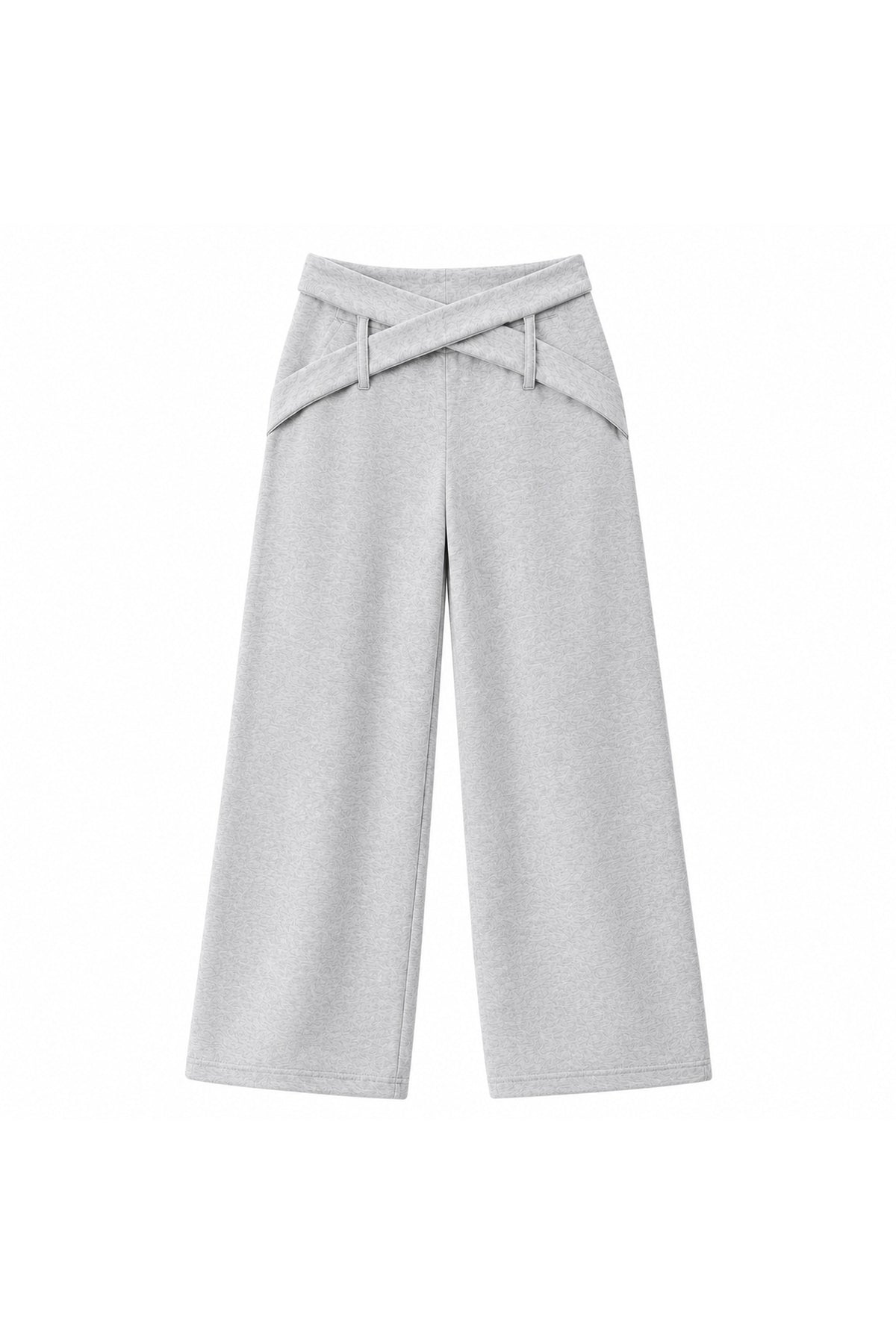 Wrap waist wide leg pants in gray — wujud